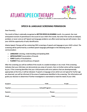 Speech and Language Screening Permission