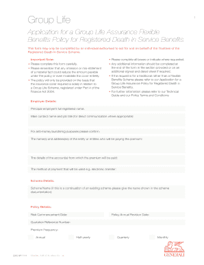 Group Life Assurance Flexible Benefits Application