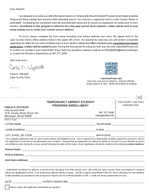 Temporarily Absent Student Program Enrollment Form