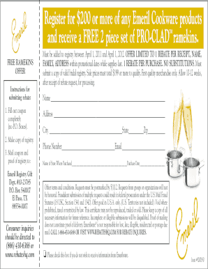 Emeril Cookware Rebate Form