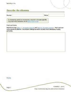 Activity Form for Teacher-Family Partnership Dilemma