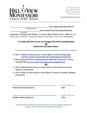 Massachusetts Student Athlete Concussion Form