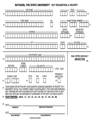 Rutgers Key Requisition & Receipt