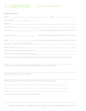 Women's Health Intake Form