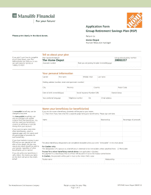 Home Depot Group Retirement Savings Plan Application Form
