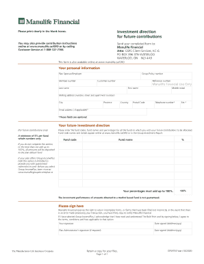 Manulife Financial Investment Direction Form