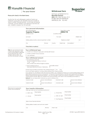 Manulife Financial Withdrawal Form
