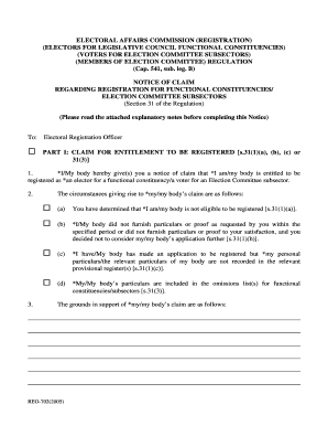 Hong Kong Electoral Registration Notice of Claim