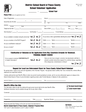 School Volunteer Application Form