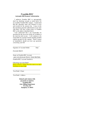 Franklin REC Automatic Bill Payment Authorization