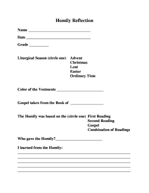 Homily Reflection Form