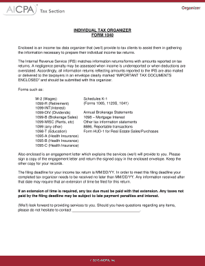 Individual Tax Organizer Form 1040