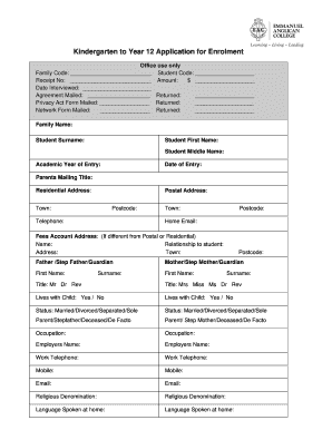 Kindergarten to Year 12 Application for Enrolment