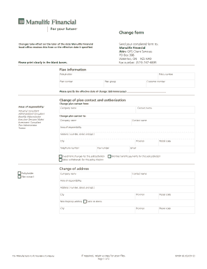 Manulife Financial Plan Change Form