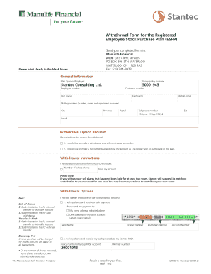 Employee Stock Purchase Plan Withdrawal Form