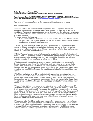 Carina Gardner Commercial and Photography License Agreement