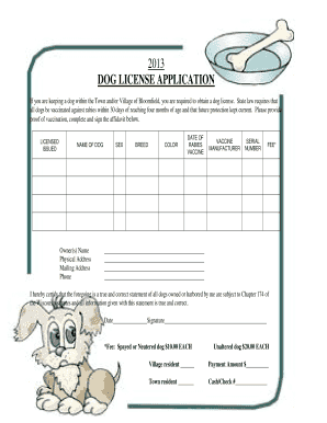 Dog License Application