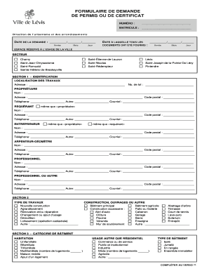 Formulaire de demande de permis ou de certificat