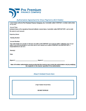 Authorization Agreement for Direct Payments