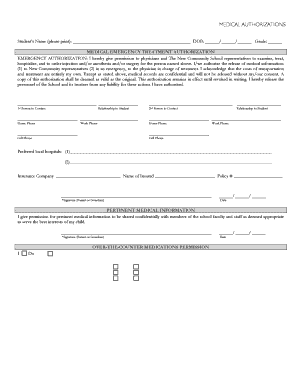 Medical Emergency Treatment Authorization