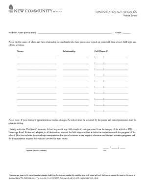 Transportation Authorization Form