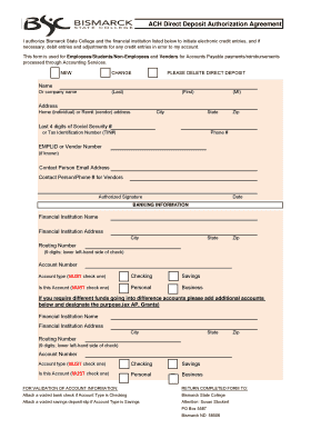 ACH Direct Deposit Authorization Agreement
