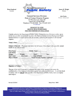 Nevada Mental Health Records Request Form