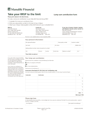 RRSP Lump Sum Contribution Form