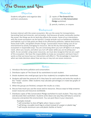The Ocean and You Worksheet
