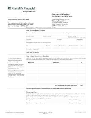 Manulife Investment Direction Form