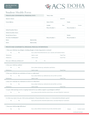 ACS Doha Student Health Form