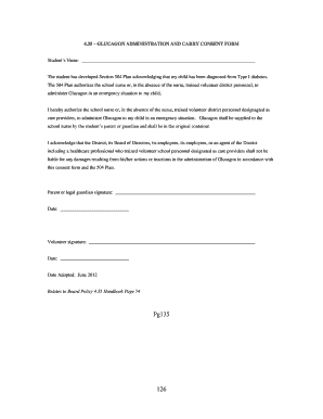 Glucagon Administration and Carry Consent Form