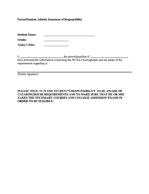 Parent/Student Athletic Statement of Responsibility