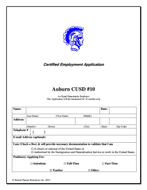 Certified Employment Application