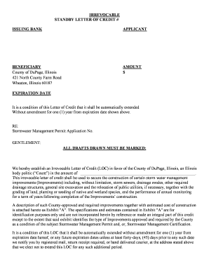 Irrevocable Standby Letter of Credit