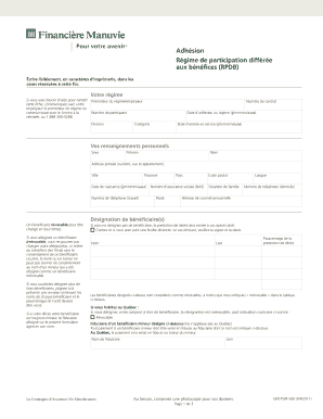Adhésion Régime de participation différée aux bénéfices (RPDB)