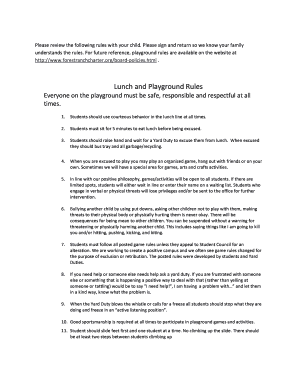 School Playground Rules Agreement