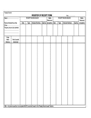 Finance Form 50 Receipt Register