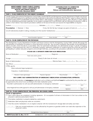 Montgomery County Medication Authorization Form