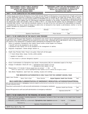 Emergency Care Authorization for Epinephrine Auto Injector