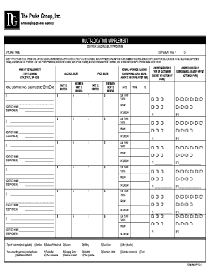 Multi-Location Supplement for Liquor Liability Program