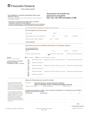 Autorisation de transfert de placements enregistrés