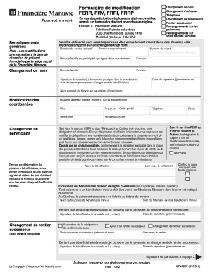 Formulaire de modification Changement de nom