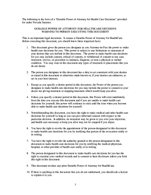 Durable Power of Attorney for Health Care Decisions