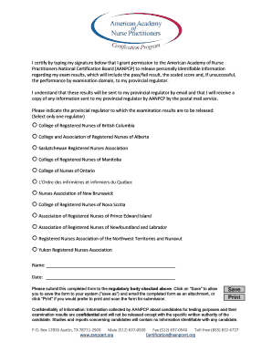 AANPCP Exam Results Release Authorization