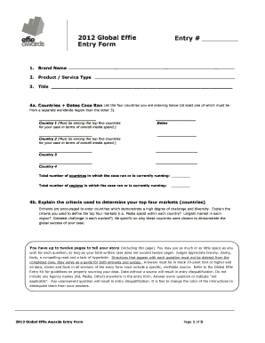 2012 Global Effie Entry Entry Form - current effie