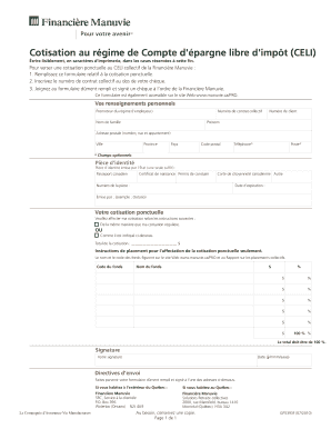 Cotisation au régime de Compte d'épargne libre d'impôt (CELI)