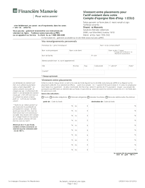 Formulaire de virement entre placements pour l'actif existant dans votre Compte d’épargne libre d’impôt (CELI)