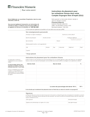 Instructions de placement pour les cotisations futures dans votre Compte d’epargne libre d’impôt (CELI)