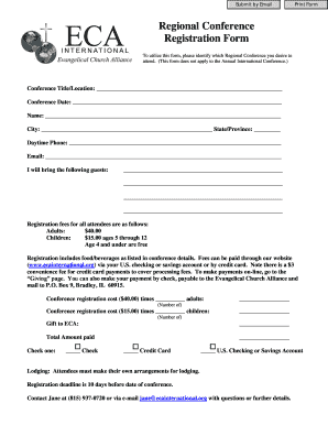 Regional Conference Registration Form